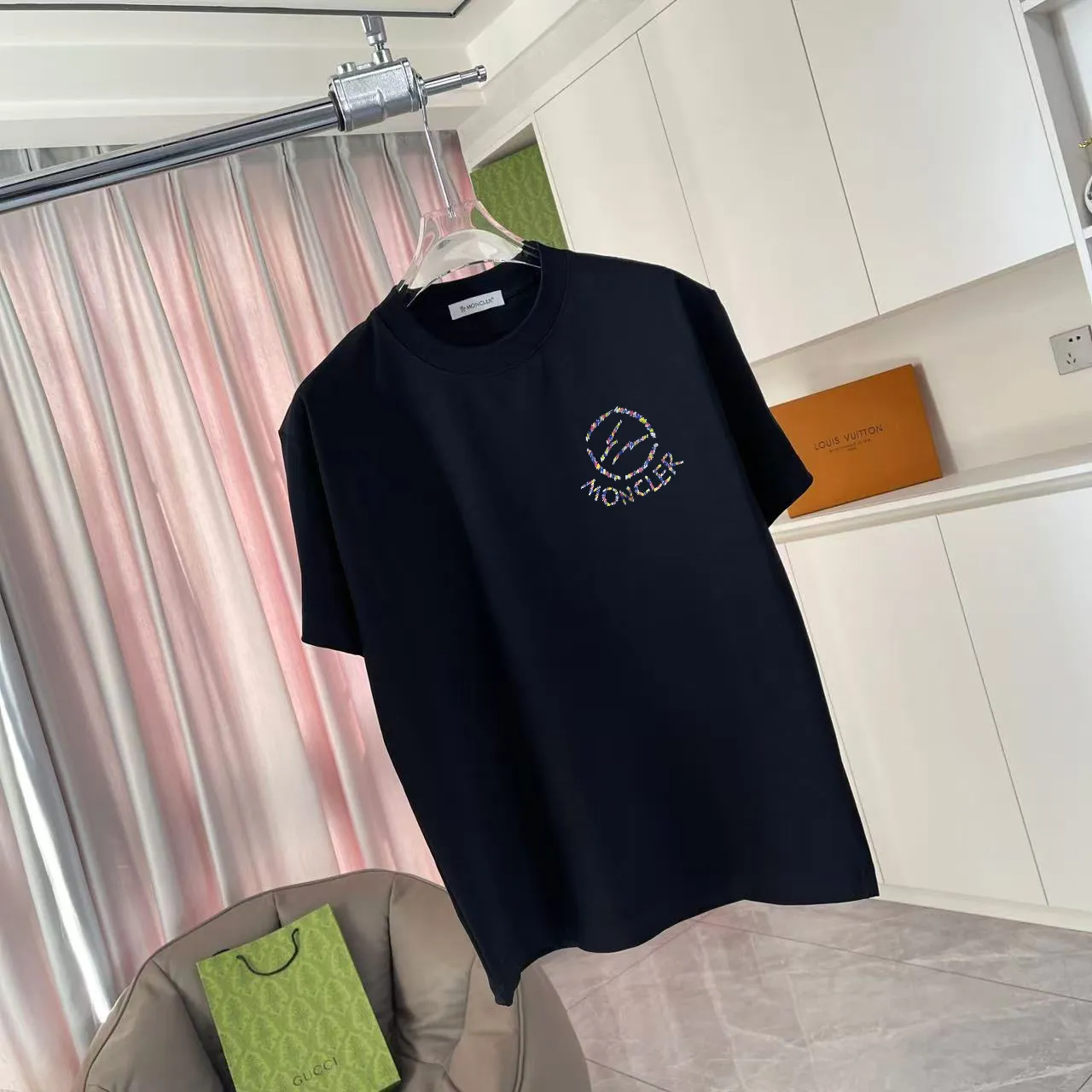 Moncle* 2025 New Arrival logo 300 t Same Style Size：S M L XL XXL ：Black White Pink Blue Gray